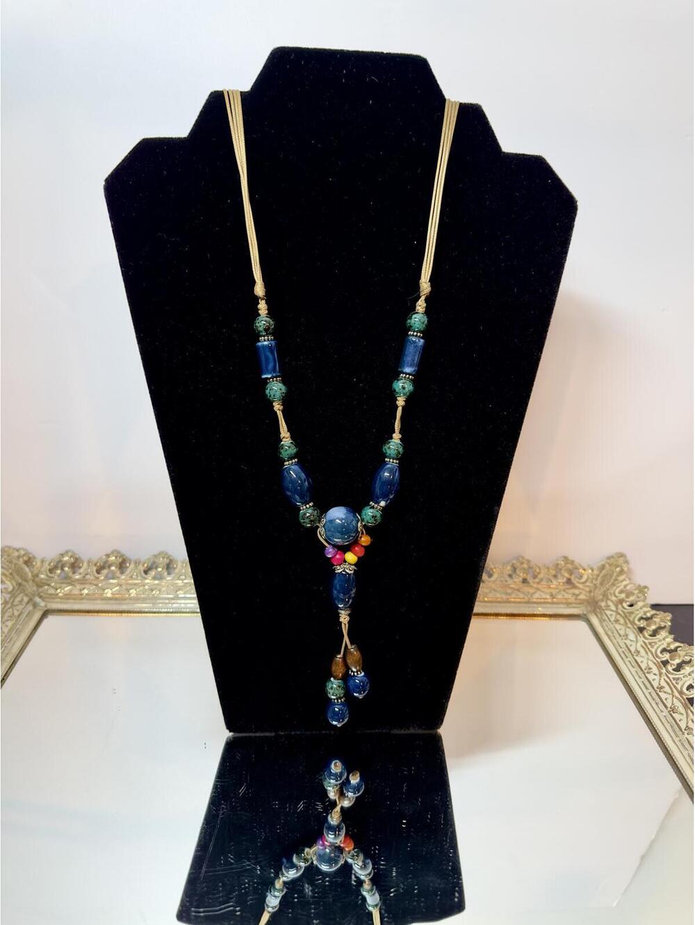 Vintage Moroccan Berber Porcelain Necklace Handmade